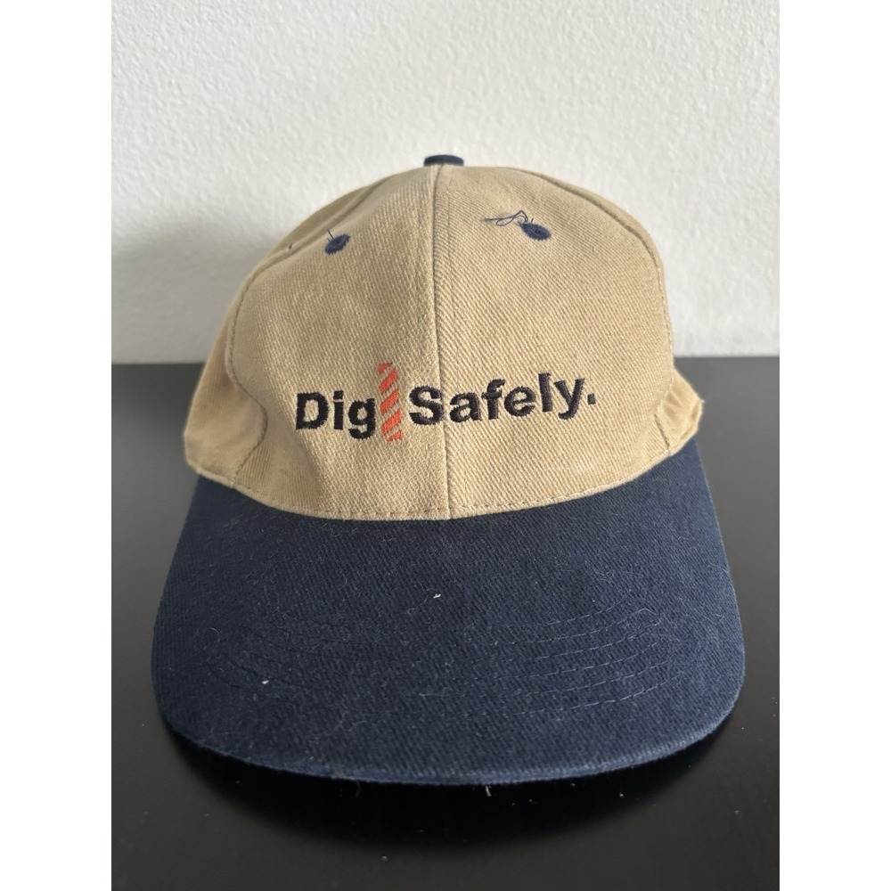 Dig Safely Hat Oregon Utility Notification Center Baseball‎ Cap Tan Blue